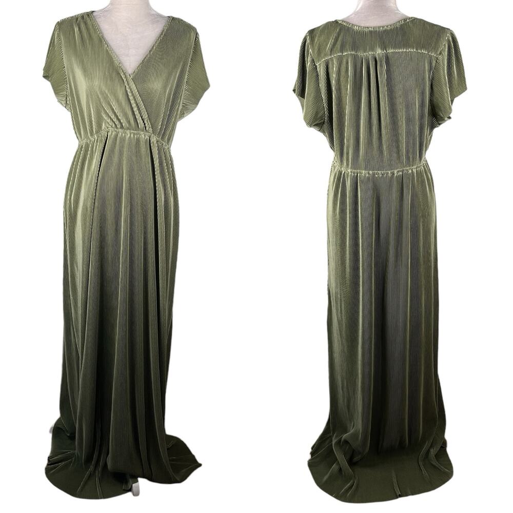 Balticborn Athena Pleated Maxi Dress Sage XXXL New